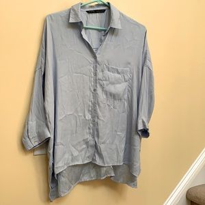 Satin baby blue Zara top (size S)